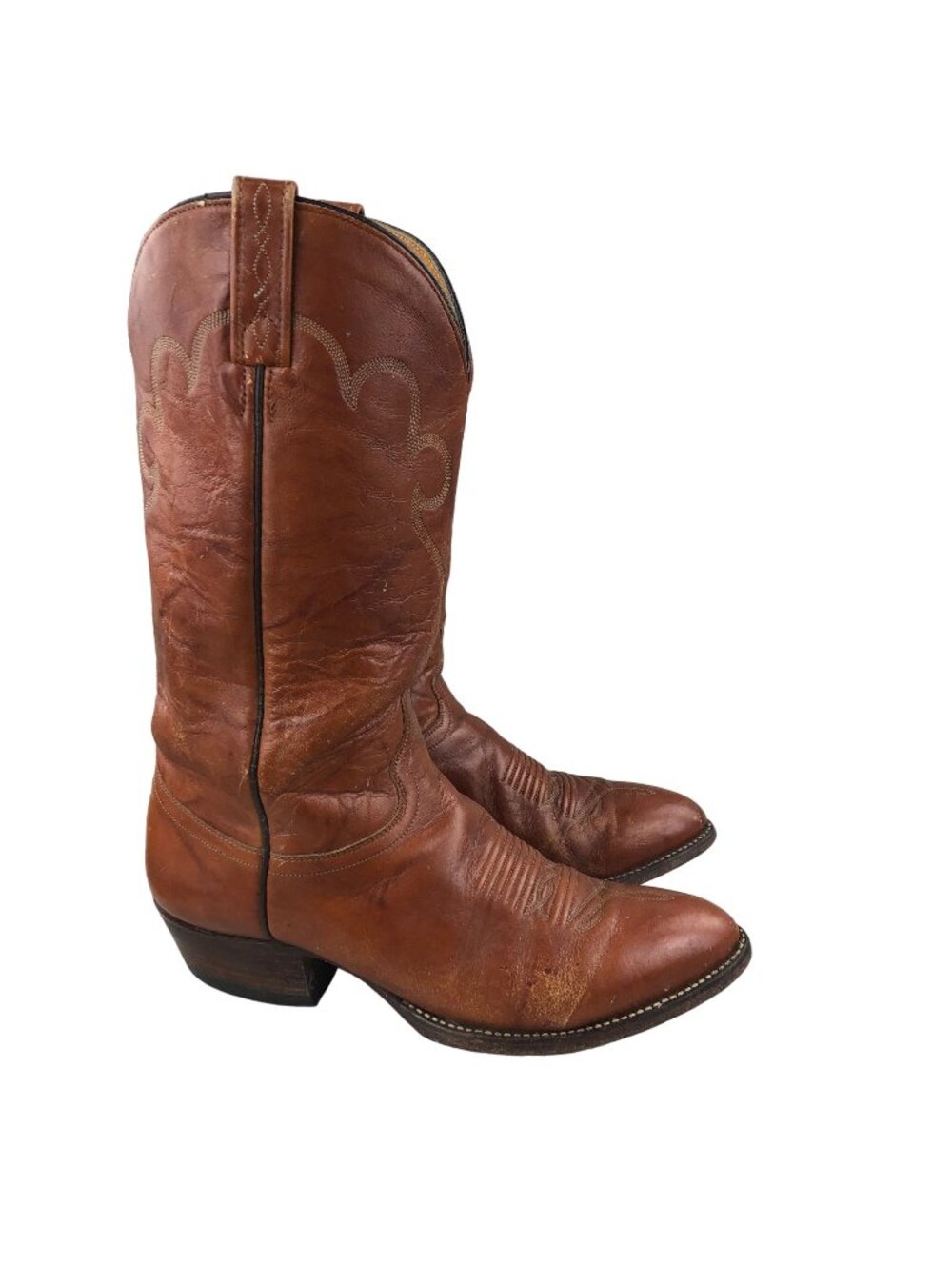 J Chisholm Men's Size 10EE Brown Genuine Leather Pull On Western Cowboy Boots